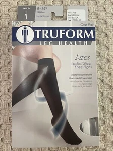 TRUFORM Leg Health Lites 1763BL-M Medium, Black, Ladies Knee Highs 8-15 mmHg - Picture 1 of 7