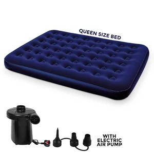 Colchón de camping inflable con cama de aire flocado Bestway Queen bomba eléctrica 3 en 1 - Imagen 1 de 9
