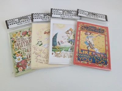 Vintage Mary Engelbreit note cards 2004 grateful like happiness success x4 NEW - Image 1 of 4
