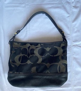 COACH Women’s Discontinued Signature Jacquard & Black Leather Satchel Bag - Picture 1 of 10