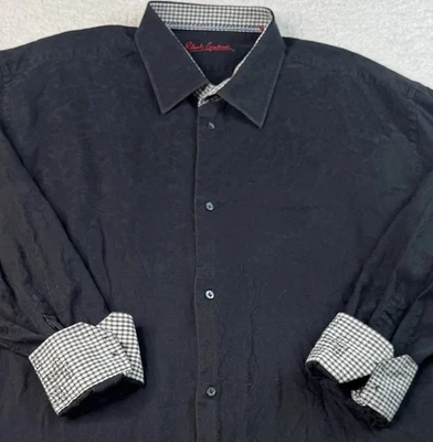 Рубашка на пуговицах Robert Graham черная с принтом пейсли откидные манжеты размер 19 34/35 - Изображение 1 из 4