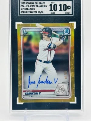 2020 Bowman Draft - Jesse Franklin V Gold Auto 18/50 SGC 10 AU 10 - Image 1 of 2
