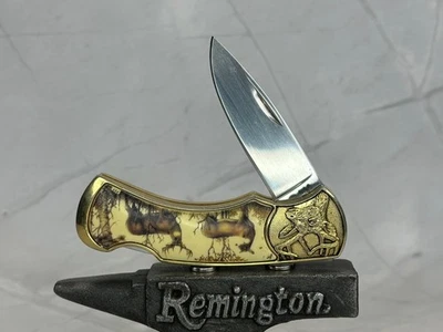 Cuchillos de colección Franklin Mint serie vida silvestre cola blanca ciervo escena Buck/Doe Foto 1 de 4