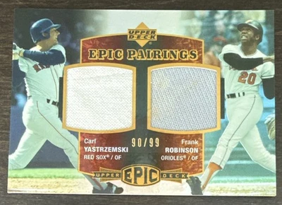 Carl YASTRZEMSKI Frank Robinson 2006 cubierta superior emparejamientos épicos patio reliquia doble/99 Foto 1 de 2