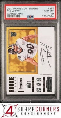 2017 PANINI CONTENDERS AUTOGRAPH #251 T.J. WATT RC POP 2 PSA 10 - Image 1 of 4