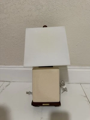 17’ Ralph Lauren Beige Crackle Finish Small Porcelain Table Lamp with Shade NWT - Image 1 of 2