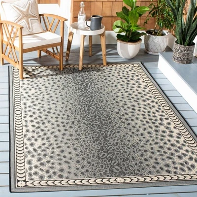 Alfombra Courtyard Collection - 6'7" x 9'6", Gris y Negro, Estampado Leopardo Desi... Foto 1 de 4