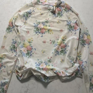 Janie And Jack Girls Long Sleeve Swim T-shirt Tash Guard Cream Floral Shirt  10 - Picture 1 of 6