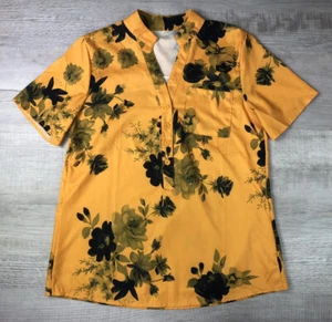 Vintage Floral Shirt Yellow Rose Button Up 60s 70s Women’s Small - Picture 1 of 12