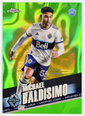MICHAEL BALDISIMO - 2022 Topps Chrome MLS Green Lava RC,SN #196 Whitecaps #/99 - Image 1 of 2