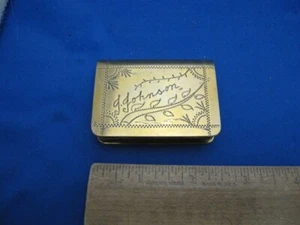 Feiner antiker Messing Buchform Streichholz Safe / Vesta Box - HÄNDESCHÜTTELN Gravur - Bild 1 von 6