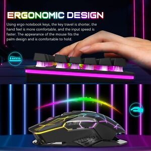 Gaming Keyboard And Mouse Wireless Rainbow Backlit For PC MAC Laptop PS4 Xbox