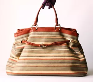 Große Tasche Celine gestreift Canvas und Leder - Bild 1 von 12