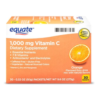 Suplemento dietético Equate Vitamina C sabor naranja envejecimiento saludable 1000 mg 30 unidades Foto 1 de 4