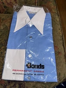 Vintage Bond Mens Permanent Press Long Sleeves Dress Shirt Blue Size 15 32 USA - Picture 1 of 4