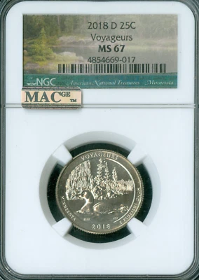2018 D VOYAGUERS QUARTER NGC MS67 PQ MAC SPOTLESS  . - Image 1 of 2