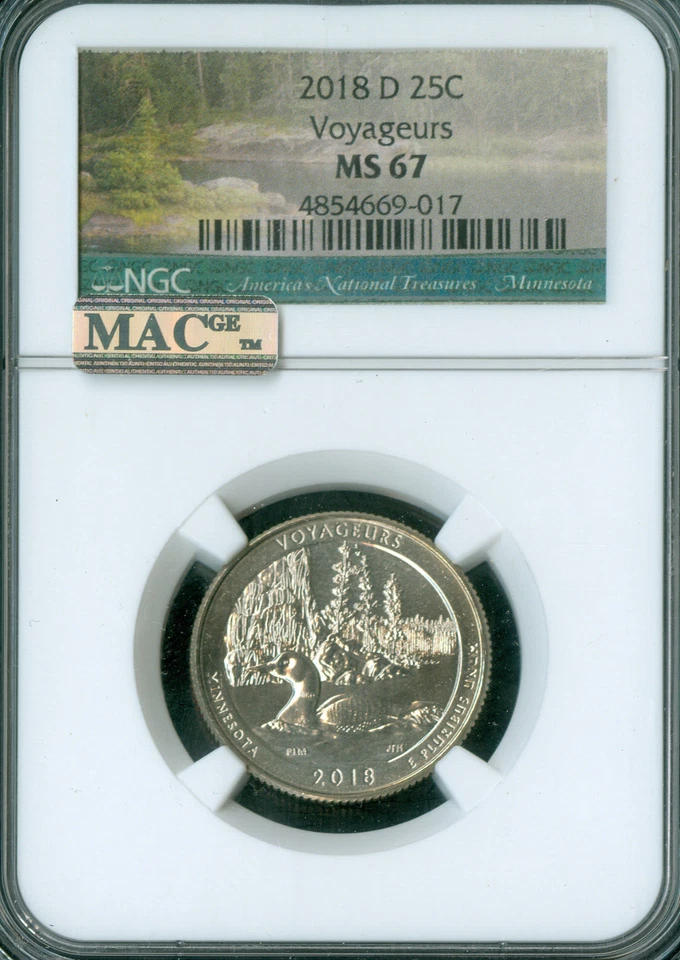 2018 D VOYAGUERS QUARTER NGC MS67 PQ MAC SPOTLESS  . - Image 1 of 2