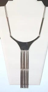 Vintage Silver-tone Chain 18.5" Necklace w/ Large Dangling Centerpiece - Picture 1 of 11