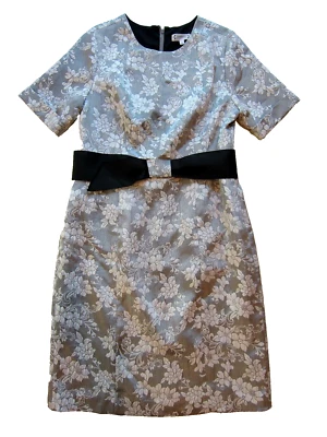 Vestido Vaina Nanette Lepore Gris Plata Blanco Floral Manga Corta Cinturón 14 Foto 1 de 4
