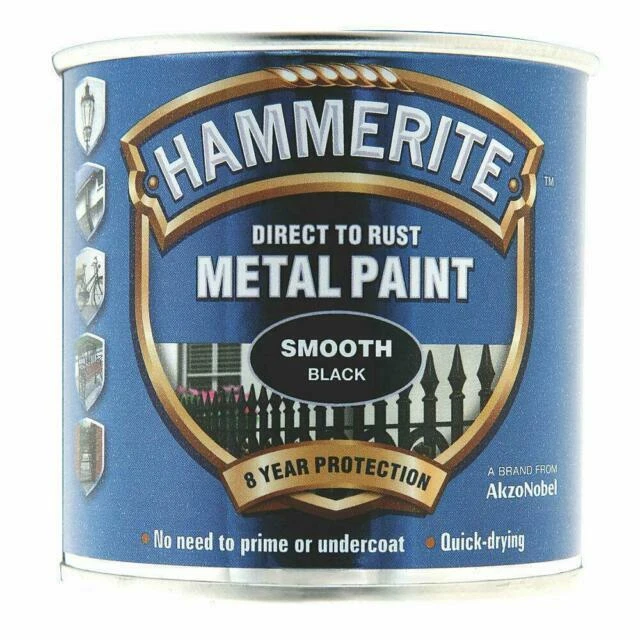 Hammerite 5084863 Gloss Metal Paint Smooth Black - 250ml