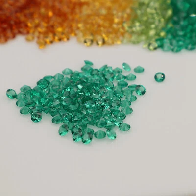2.0-3.0mm Round Cut Emerald Green Nano Crystal Heat Resistant Gemstone #GM - Image 1 of 4