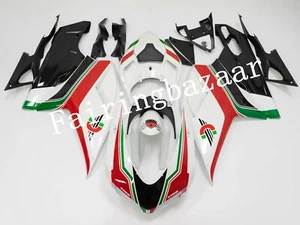 Fit for 2007-11 Ducati 848/1098/1198 White Red Green ABS Injection Fairing Kit - Picture 1 of 8