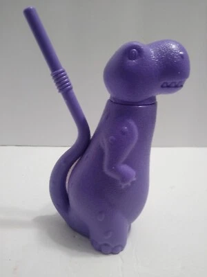 Taza para sorber de paja de dinosaurio púrpura vintage apta para lavavajillas de plástico de 6 pulgadas Foto 1 de 4