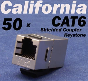 50 X pcs Lot CAT6 Shielded Inline RJ45 Keystone Wall Coupler Jack Adapter 8P8C E - Picture 1 of 11