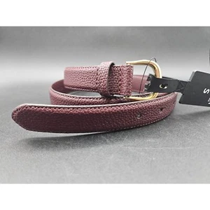 Lauren Ralph Lauren Women's Kenton Pebbled Leather Belt Small Bordeaux Burgundy - Picture 1 of 8