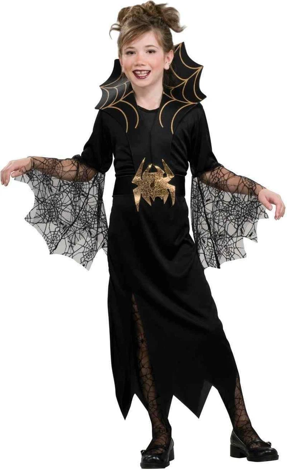 Hechicera Bruja Malvada Negro Gótico Vestido Elegante Disfraz Halloween Niño Foto 1 de 2