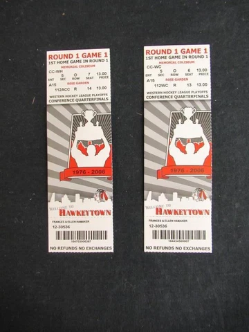 Portland Winterhawks Hockey Game Tickets Set of 2 2006 Round 1 Game 1 Playoffs Cover