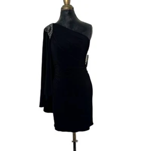 Laundry by Shelli Segal Black One-Shoulder Mini Dress Size 4 NWT $295 Nordstrom - Picture 1 of 8
