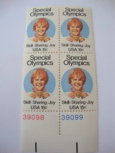 Vintage US POSTAGE 15 cent stamp PLATE BLOCK Special Olympics Celebrate MNH - Picture 1 of 1