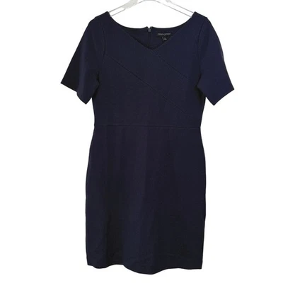 NEW Banana Republic Navy Dot Career Office Work Sheath Dress women 10 STRETCH - Image 1 of 4