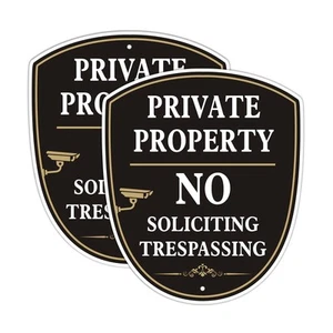 Private Property Sign No Soliciting Trespassing Sign, Video Surveillance Alum... - Picture 1 of 5