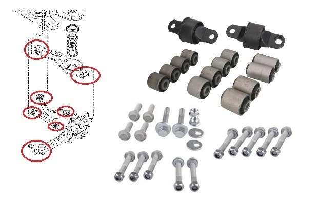 Juego de pernos de bujes de brazo de arrastre de control trasero para Volvo C30 2006-2012 Foto 1 de 1