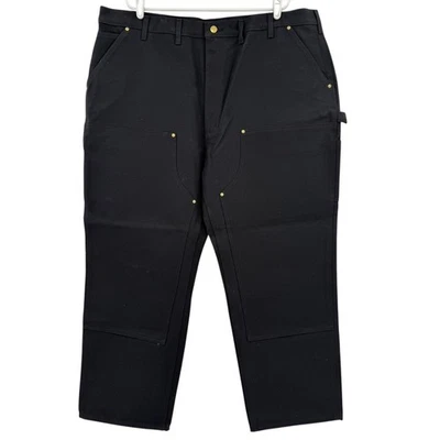 Pantalones de trabajo Carhartt B01 para hombre sueltos firmes pato doble frente negros utilitarios talla 46x30 Foto 1 de 4