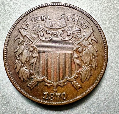 1870  2 CENT PIECE   AU DETAILS   KEY DATE  #9860 - Image 1 of 2