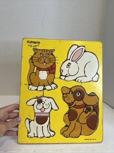 Vintage Playskool My Pets Puzzle Wooden 180-08 - 4 Pc Children’s Toy - Picture 1 of 6