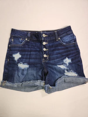 Maurices High Rise Jean Shorts Ripped Distressed Button Fly Women's Size 8 #Q409 - Image 1 of 4