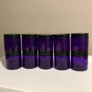 8 oz Purple PET Plastic Jars with Black Smooth PE Foam Lined Lid, 10 Pack - Picture 1 of 2