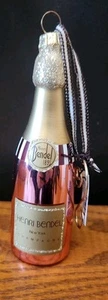 Adorno botella champán vidrio rosa Henri Bendel NOS - Imagen 1 de 4