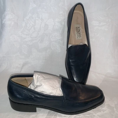 De Colección Enzo Angiolini Zapato Lafayette Talla 8 M Azul Marino Cuero Mocasines Sin Cordones Foto 1 de 4