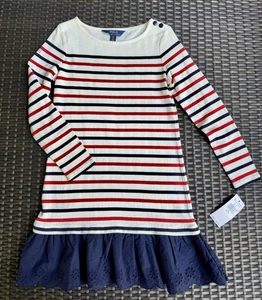POLO RALPH LAUREN Dress Girls Ruffle Trim Size Small 7 NWT - Picture 1 of 6