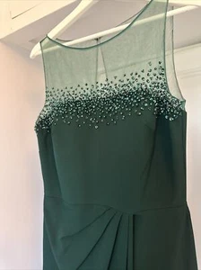 JS Collections Black Tie Wedding Gala Formal Women Green Long Dress Sz 10 - Picture 1 of 11