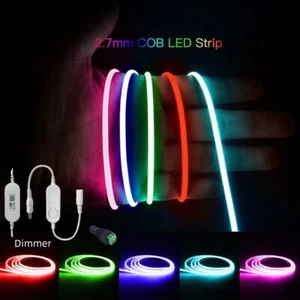 Super Slim 2.7mm COB LED Strip 12V Flexible 480LEDs/m Tape Lights Light Dimmable - Picture 1 of 21