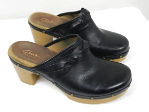 Clarks Collection Shoes Womens 8 M Mule Clogs Comfort Black Leather Slip On - Picture 1 of 12