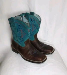 Ariat Fat Baby Cowboy Western Blue Suede Boots Women's 6.5B - Picture 1 of 8