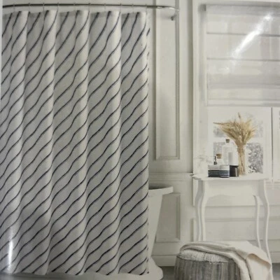 Nuevo Tommy Hilfiger Cortina de Ducha Azul y Blanco, River Rain, 72 in X 72”, Boho Foto 1 de 4