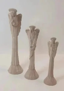 Christmas Angel Figures Set Of 3 Graduated Sizes Ceramic Nativity Decor 6-8"  - Picture 1 of 14